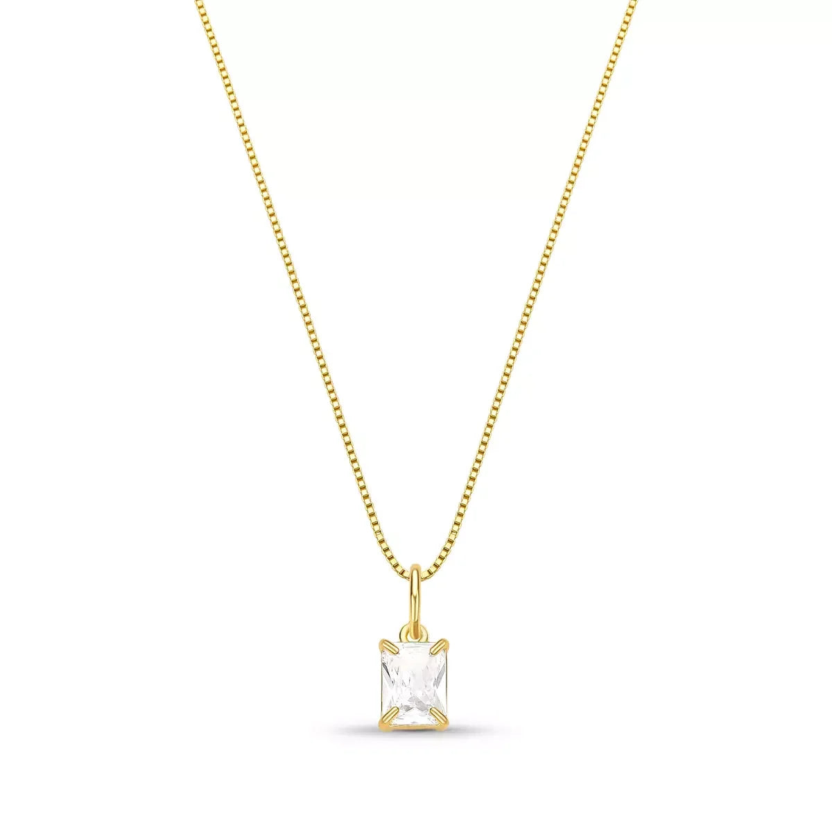 Slim Crystal Necklace in 925 Sterling Silver – 18k Gold Plated