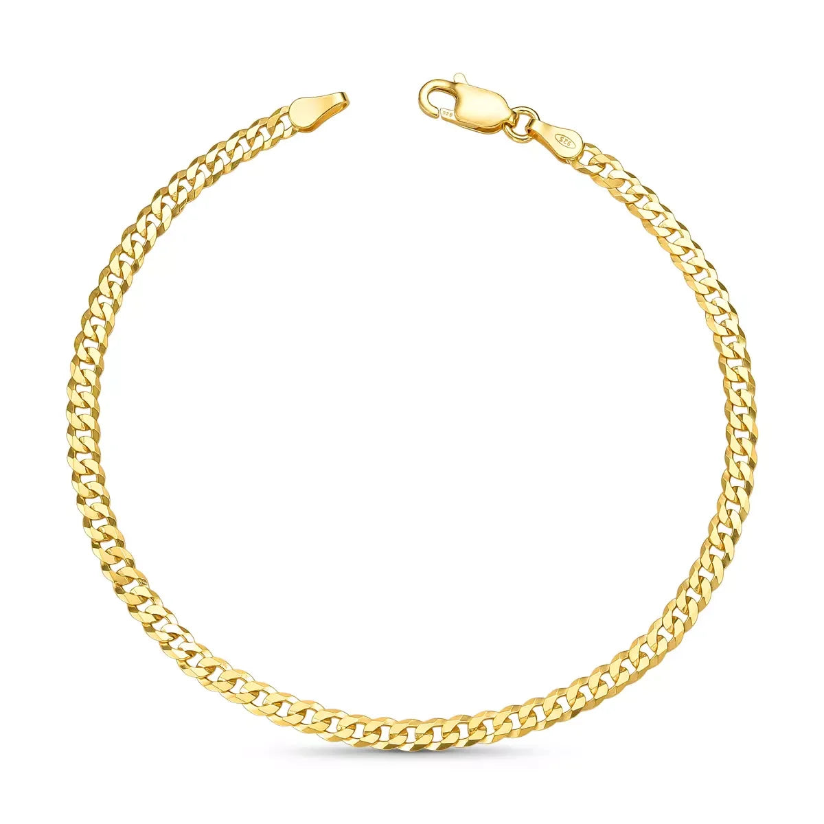 3mm 925 Sterling Silver Grumet Bracelet – 18k Gold Plated