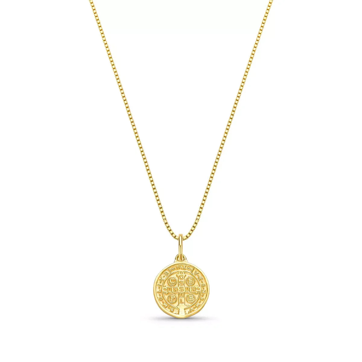 Saint Benedict Medal Necklace in 925 Sterling Silver – 18k Gold Plated