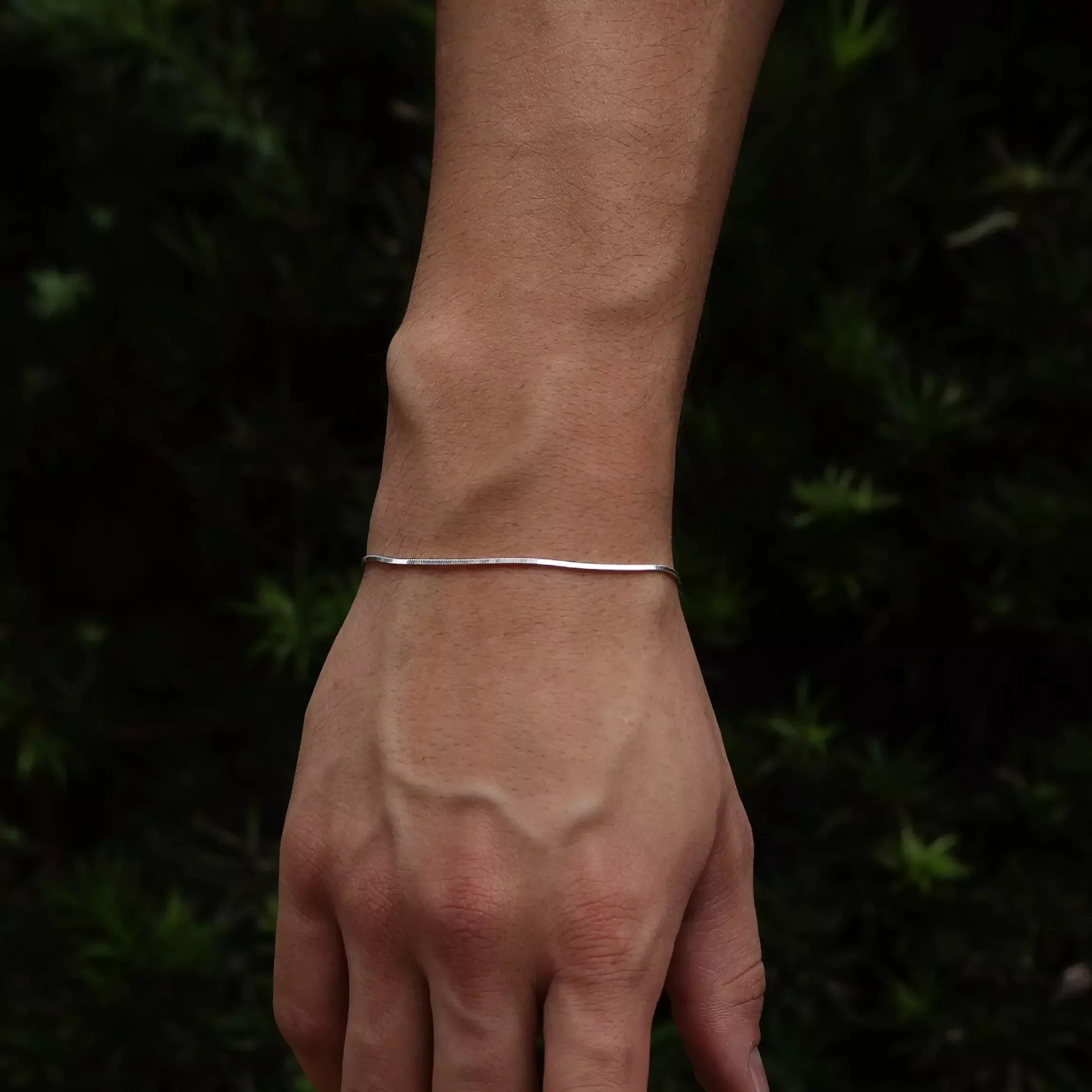 Men's Thin Laminated Bracelet in 925 Silver