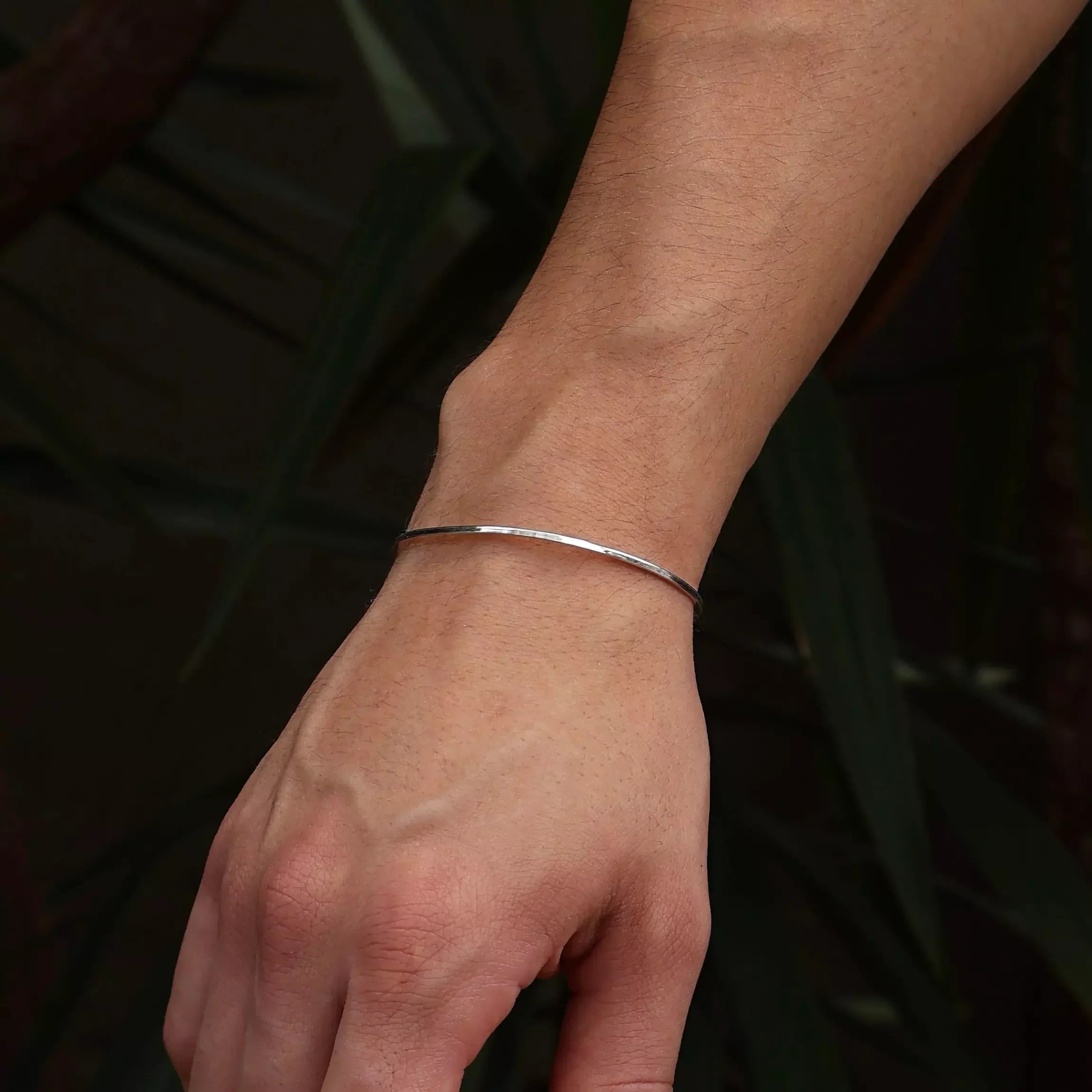 Men's Thin Square Silver Bracelet
