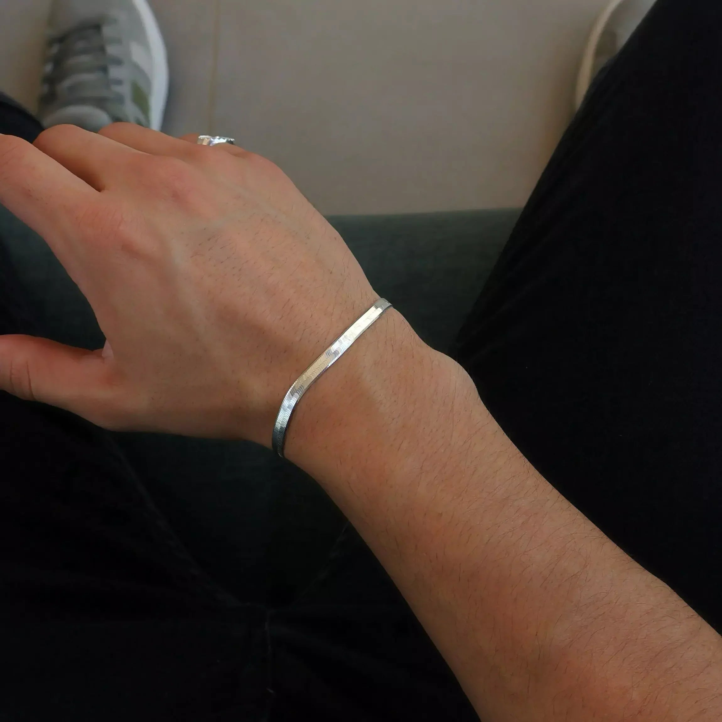 Men's XL Laminated Bracelet in 925 Silver