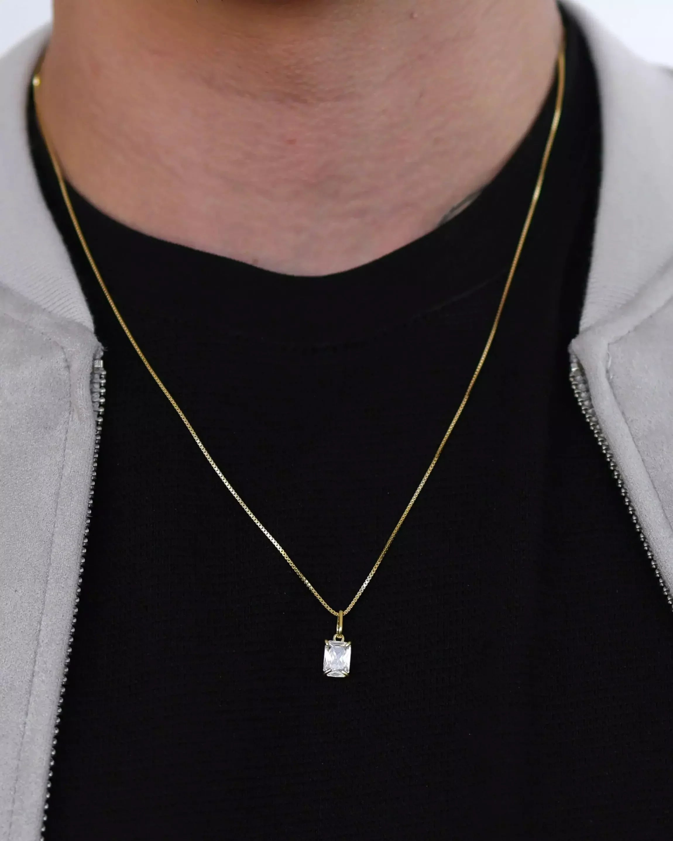 Slim Crystal Necklace in 925 Sterling Silver – 18k Gold Plated