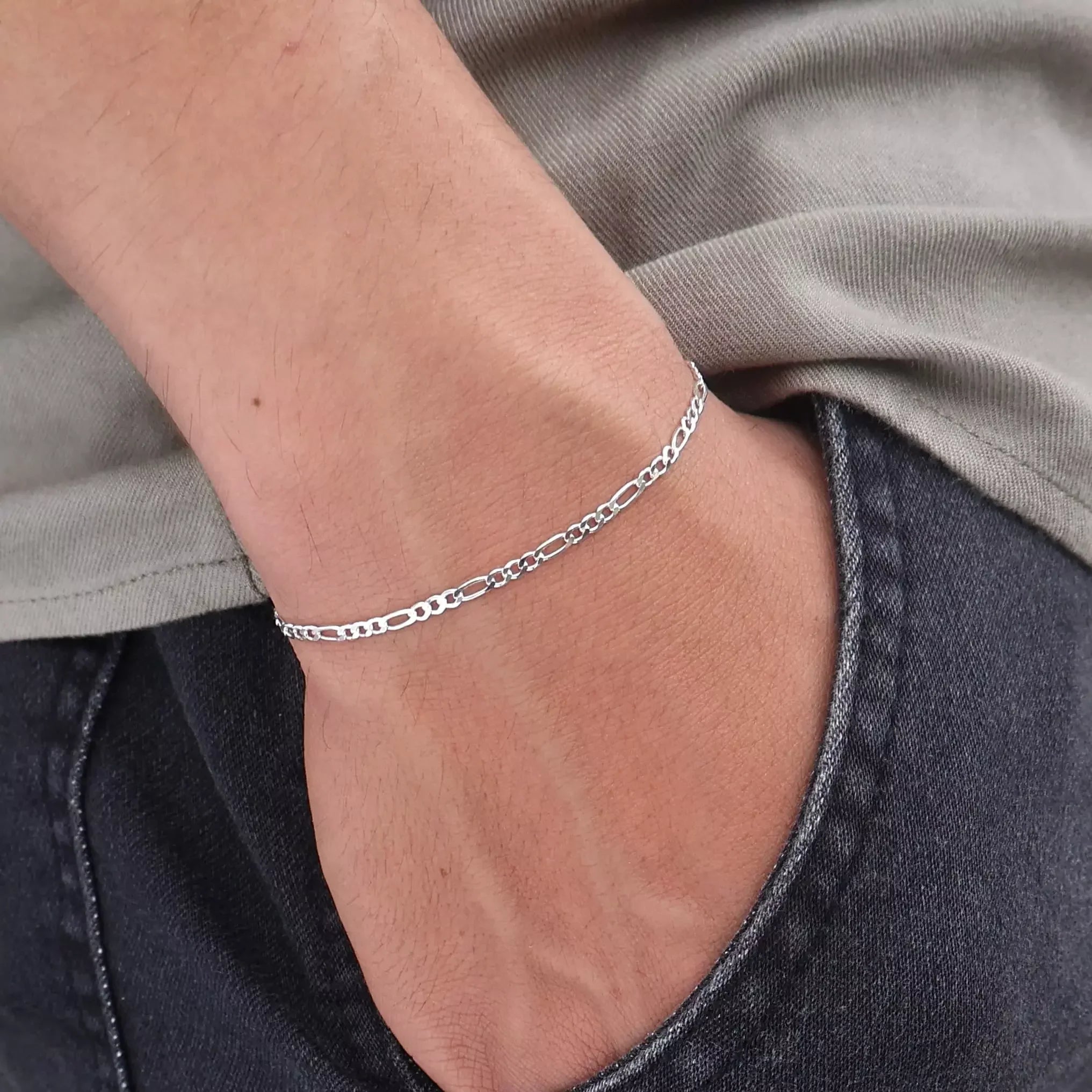 Men's Fígaro 2 mm Bracelet in 925 Silver