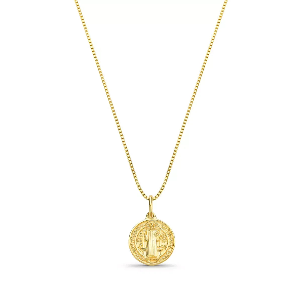 Saint Benedict Medal Necklace in 925 Sterling Silver – 18k Gold Plated