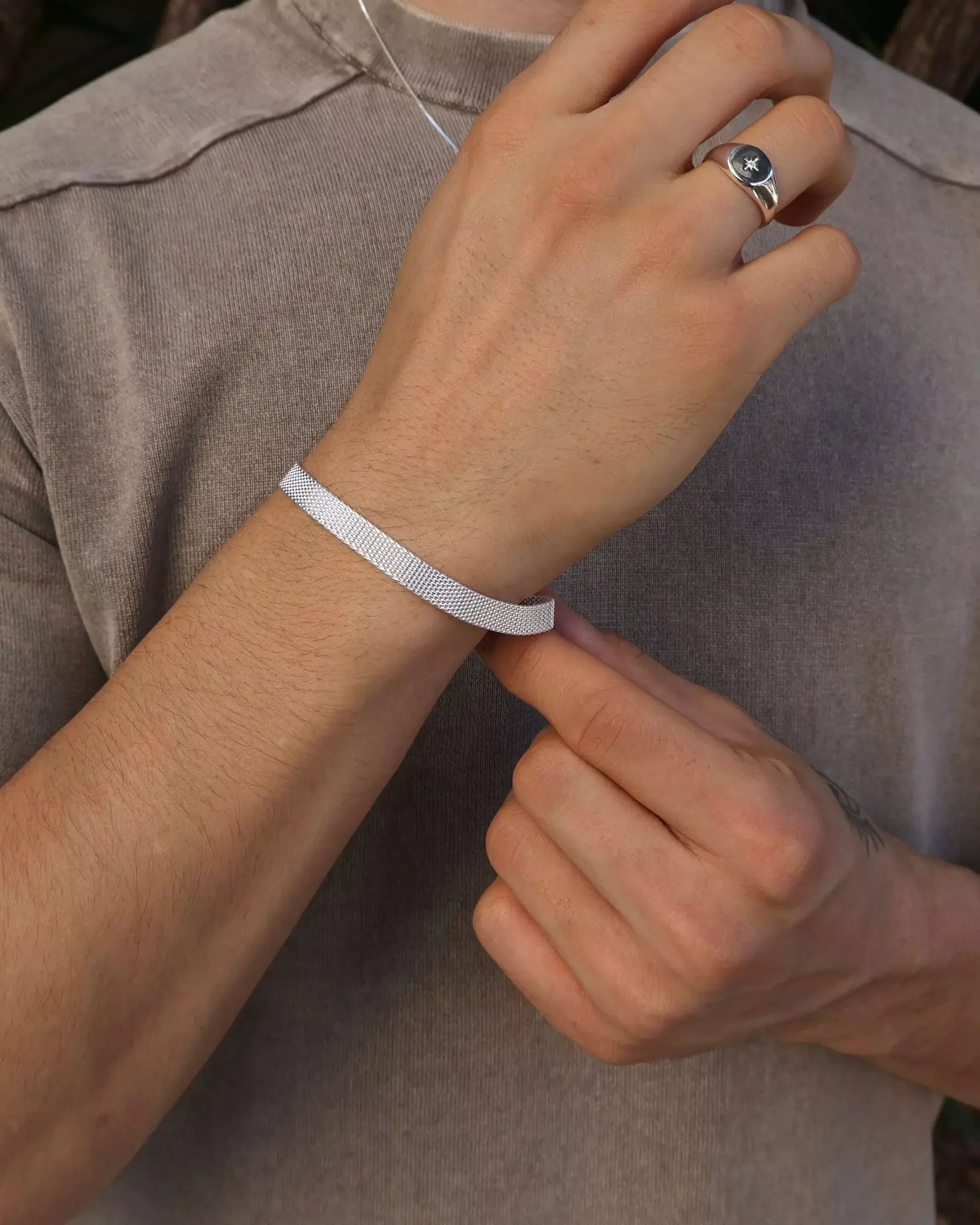 Fizzy Flat XL Men's Bracelet in 925 Silver