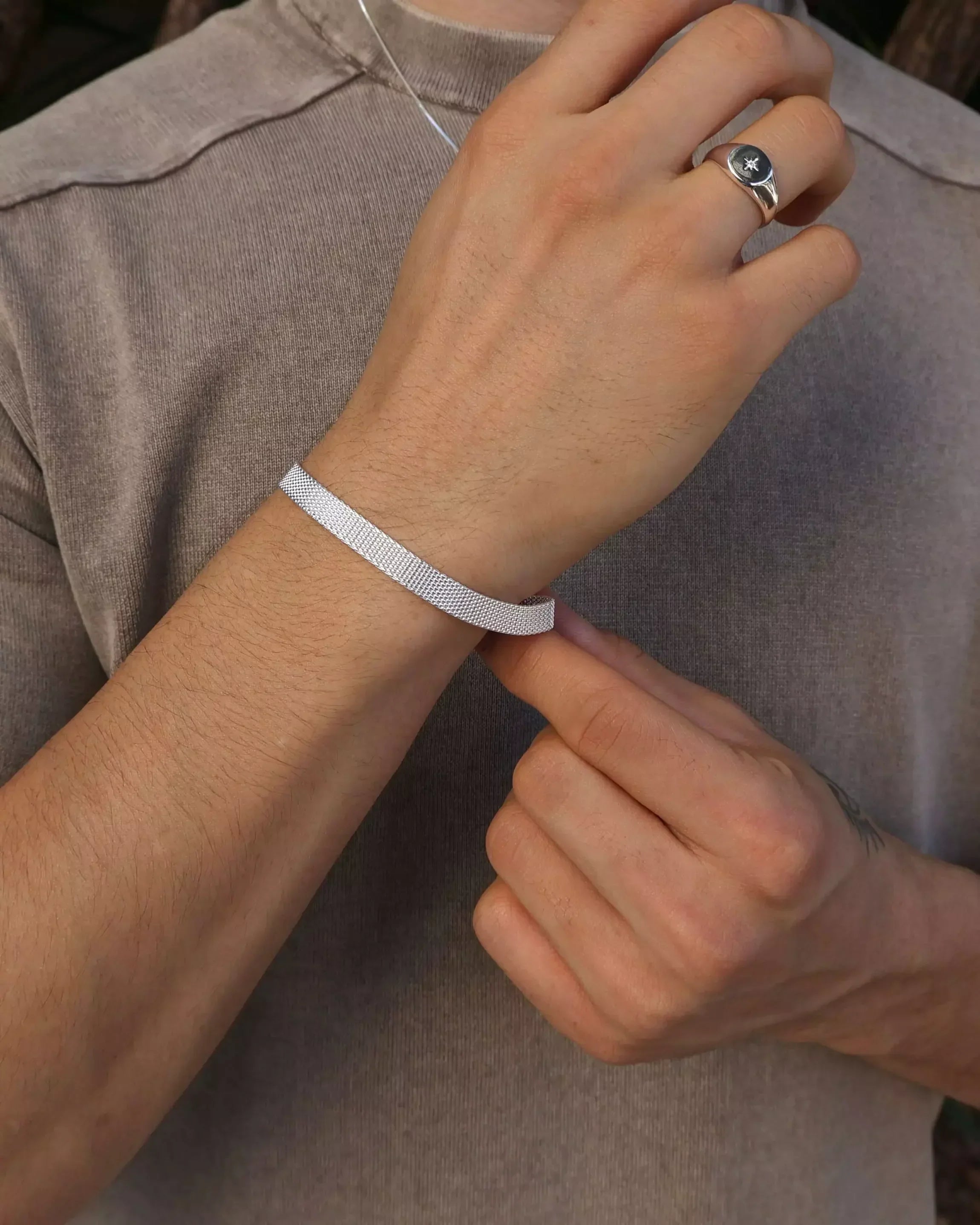 Fizzy Flat XL Men's Bracelet in 925 Silver