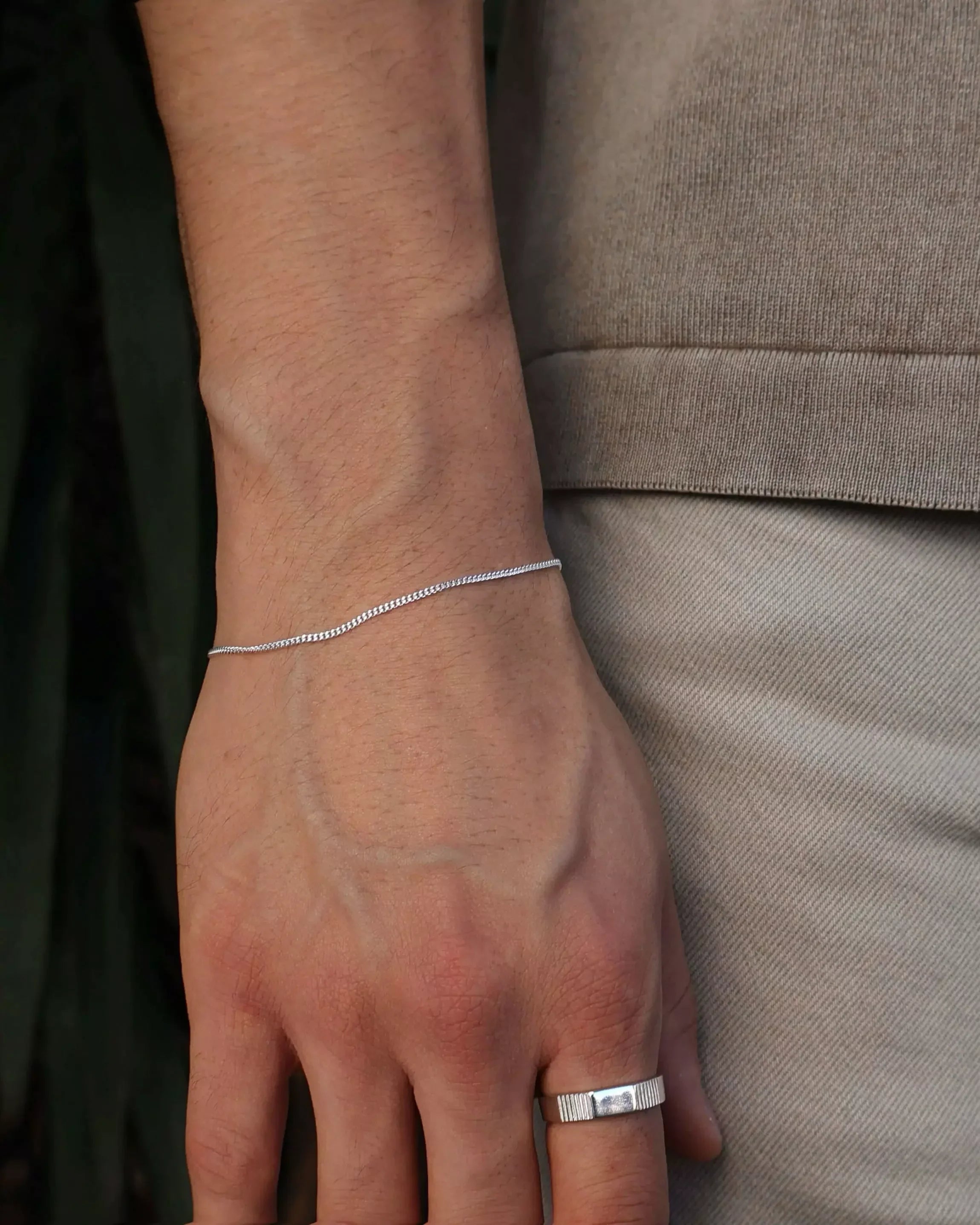 Men's Thin Grumet Bracelet in 925 Silver