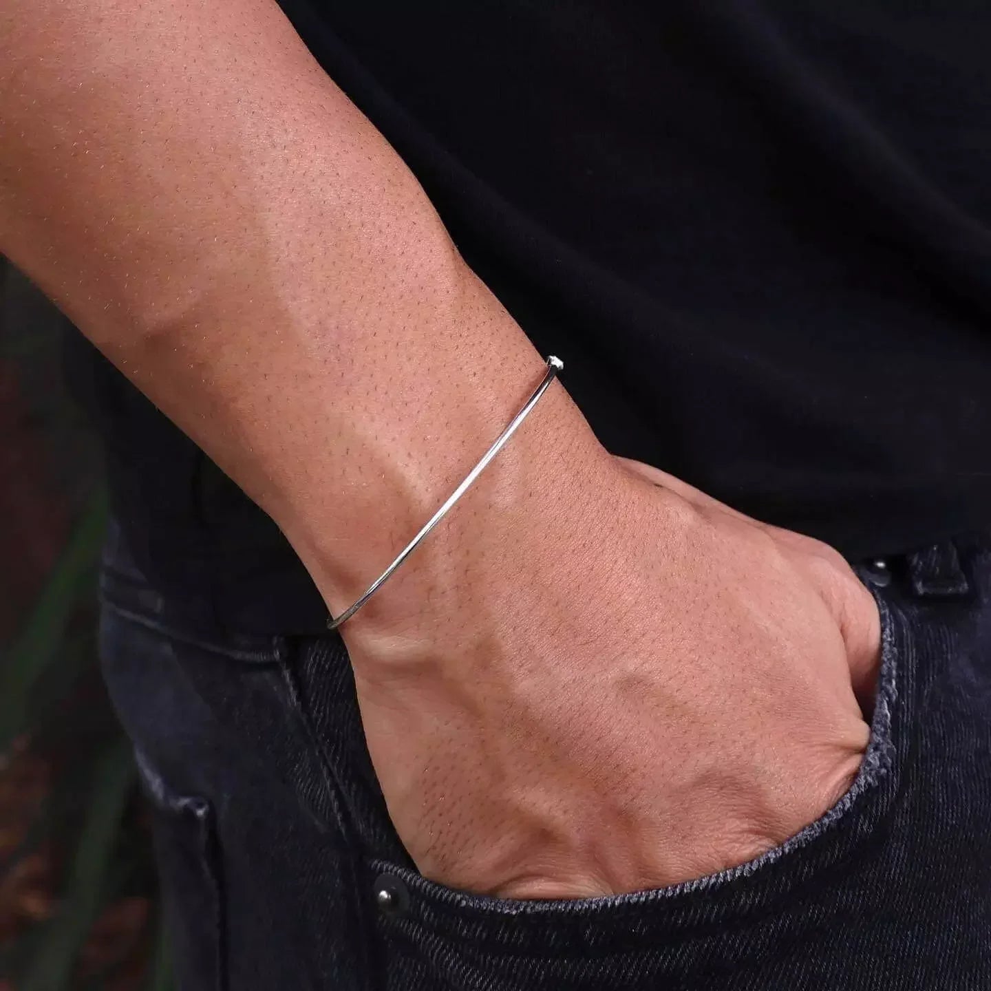 Men's Thin Silver Bracelet