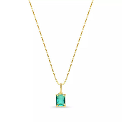 Slim Turquoise Crystal Necklace in 925 Sterling Silver – 18k Gold Plated