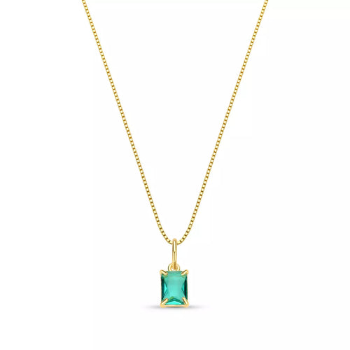 Slim Turquoise Crystal Necklace in 925 Sterling Silver – 18k Gold Plated