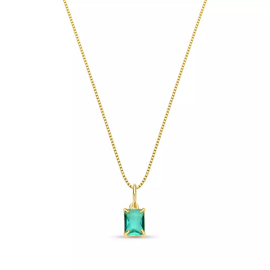 Slim Turquoise Crystal Necklace in 925 Sterling Silver – 18k Gold Plated