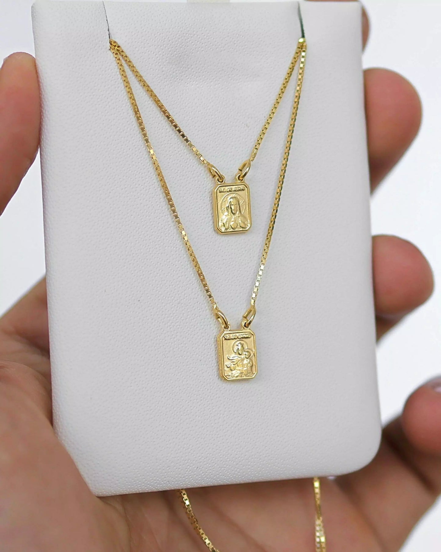 70cm Scapular Necklace in 925 Sterling Silver – 18k Gold Plated