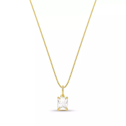 Slim Crystal Necklace in 925 Sterling Silver – 18k Gold Plated