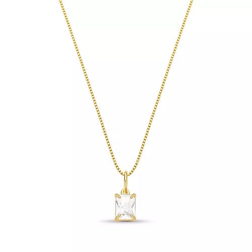Slim Crystal Necklace in 925 Sterling Silver – 18k Gold Plated