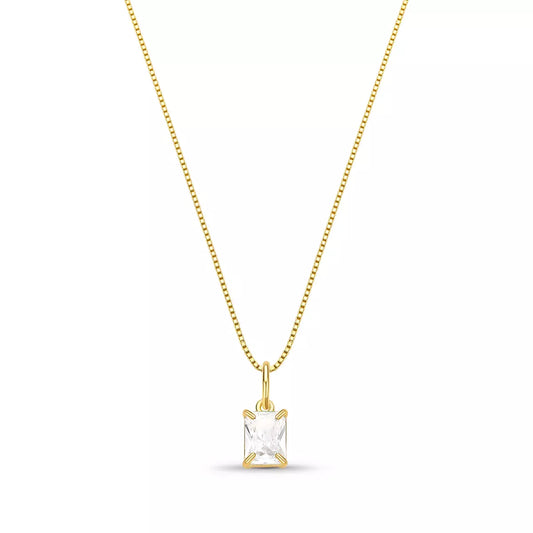 Slim Crystal Necklace in 925 Sterling Silver – 18k Gold Plated