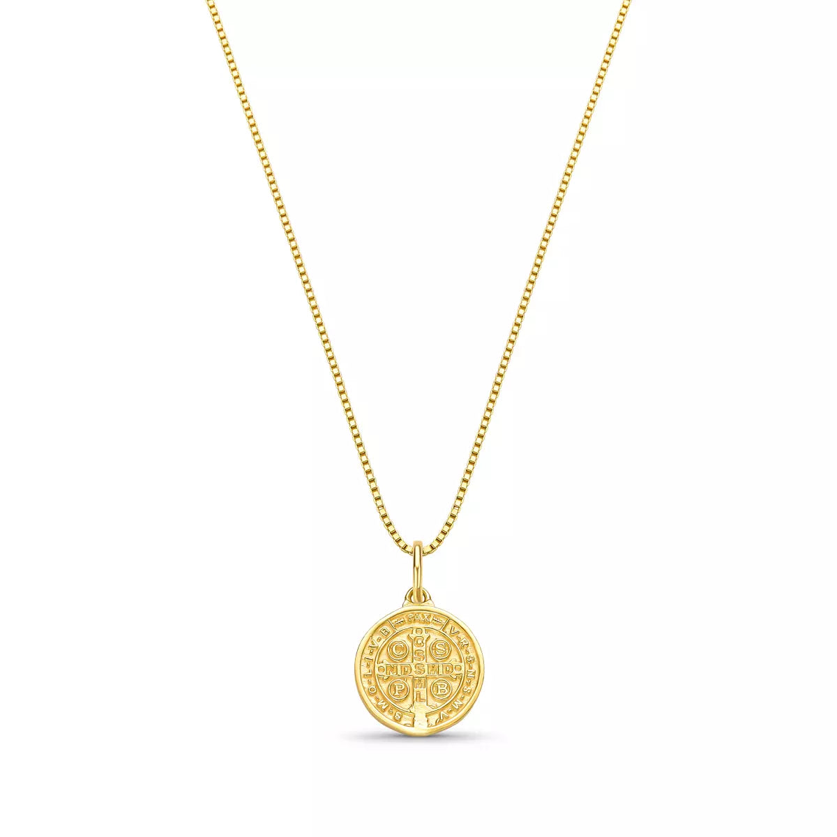 Saint Benedict Medal Necklace in 925 Sterling Silver – 18k Gold Plated