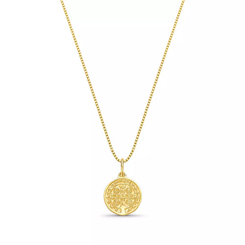 Saint Benedict Medal Necklace in 925 Sterling Silver – 18k Gold Plated
