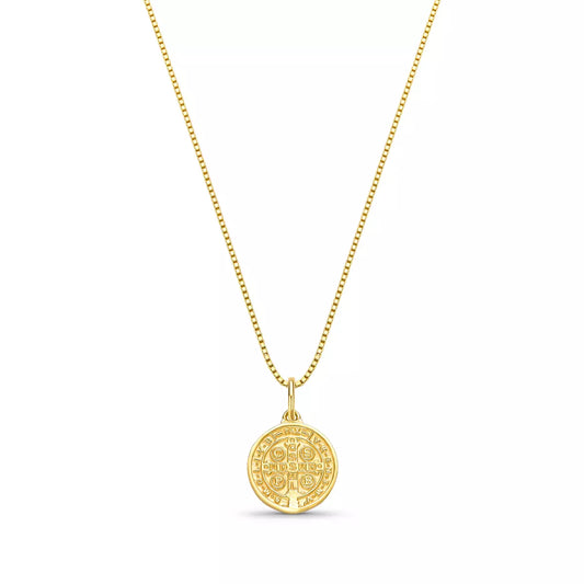 Saint Benedict Medal Necklace in 925 Sterling Silver – 18k Gold Plated