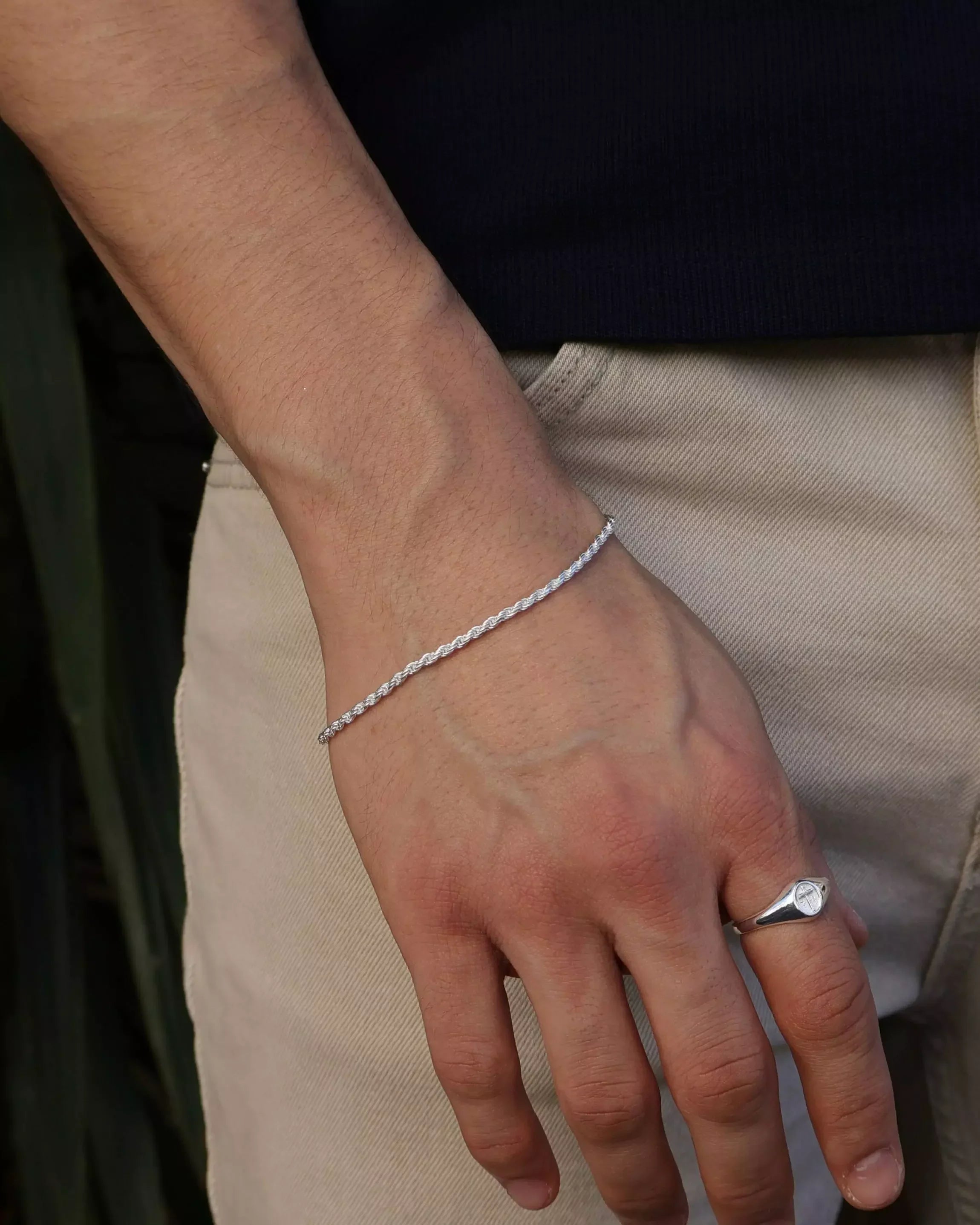 Men's Baiano Cord Bracelet in 925 Silver