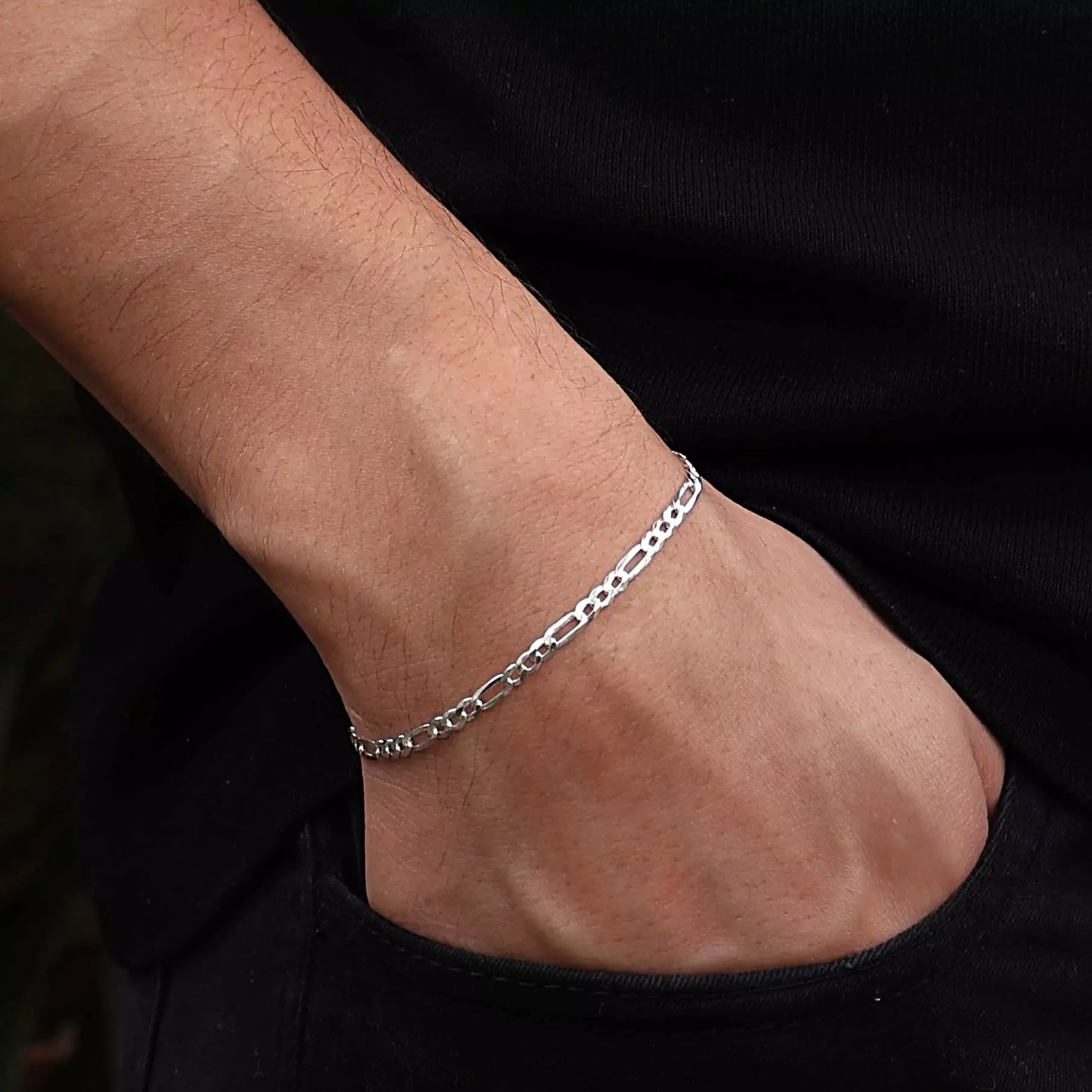 Men's 3 mm Figaro Bracelet in 925 Silver