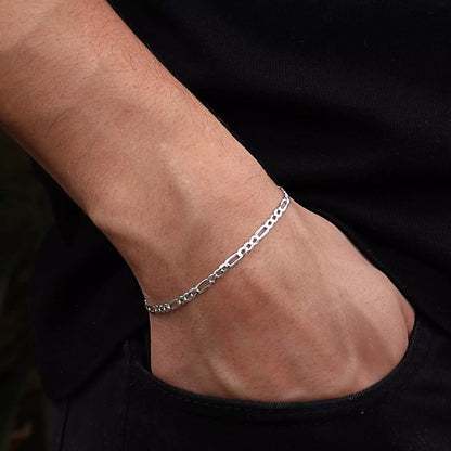 Men's 3 mm Figaro Bracelet in 925 Silver
