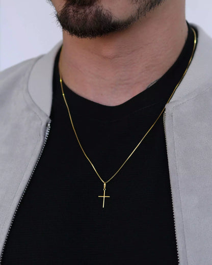 Medium 925 Silver Cross Necklace – 18k Gold Plated