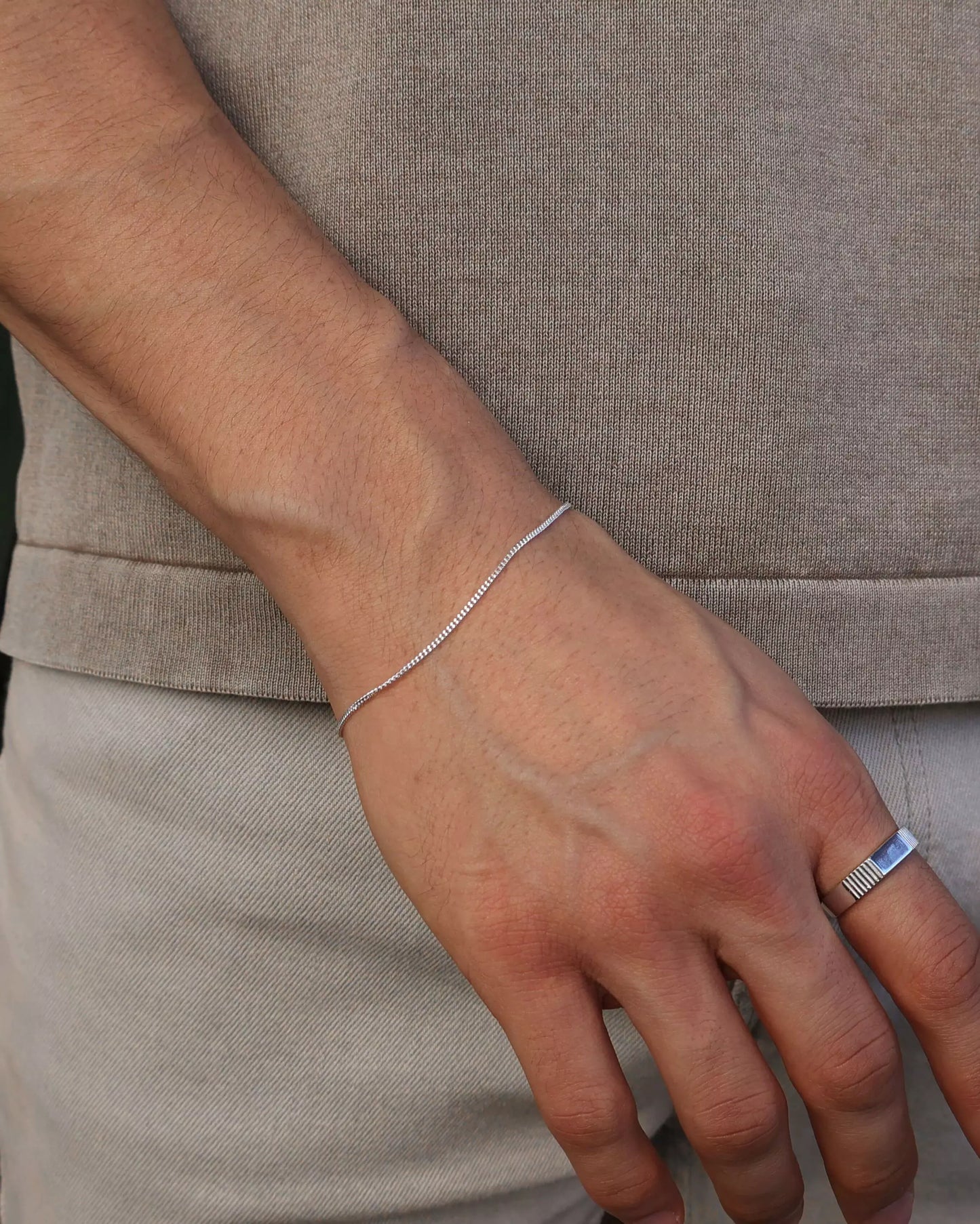 Men's Thin Grumet Bracelet in 925 Silver