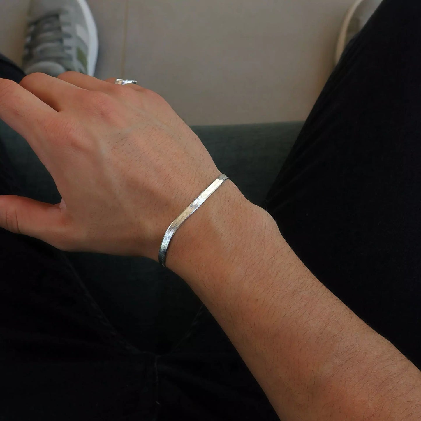 Men's XL Laminated Bracelet in 925 Silver