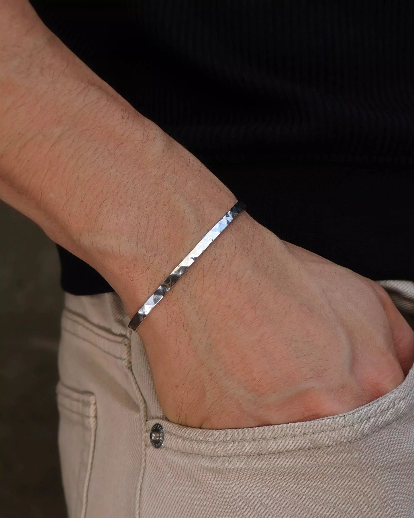 Men's Adjustable Silver Bracelet with Crown