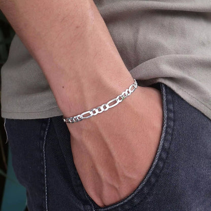 Men's 5 mm Figaro Bracelet in 925 Silver