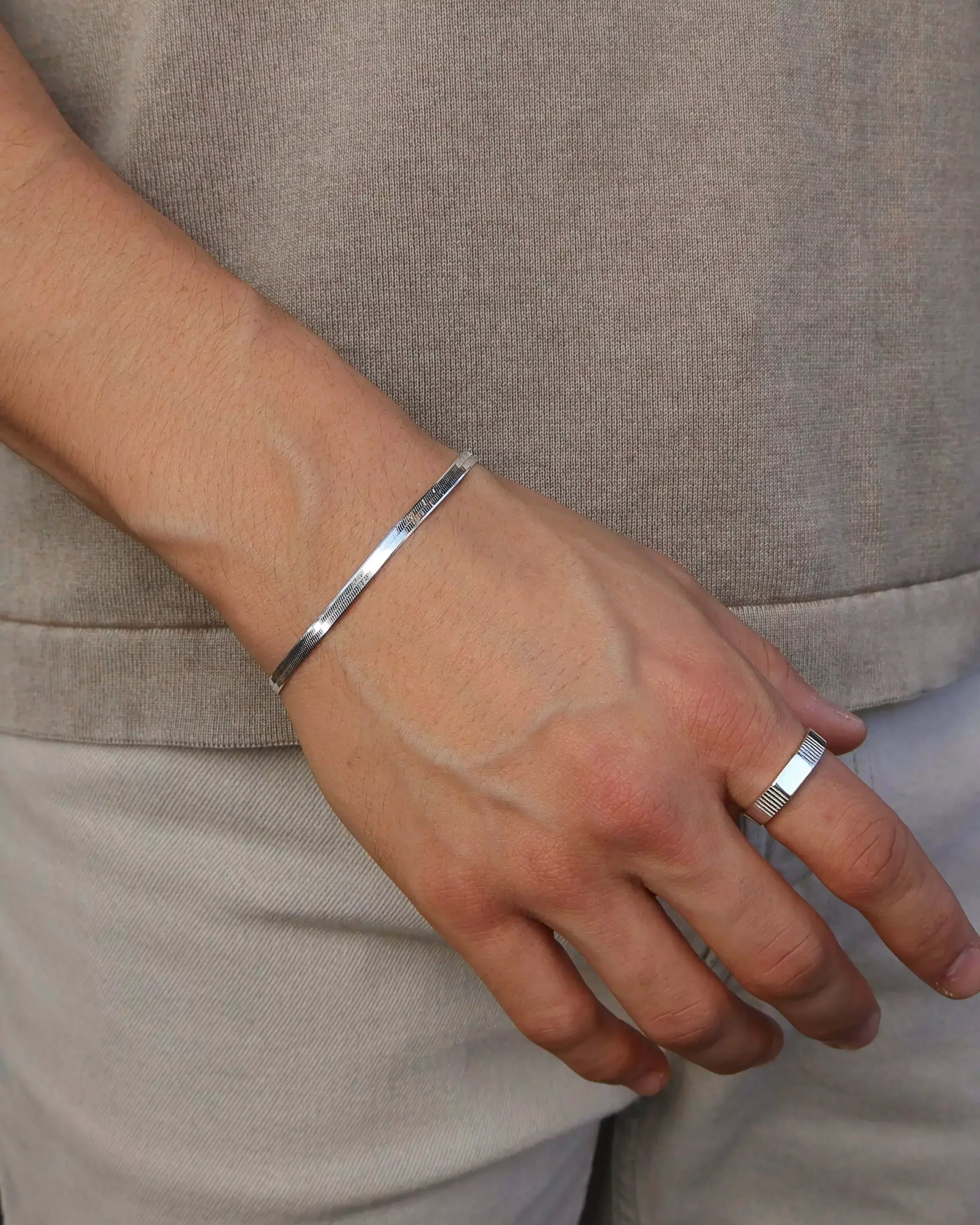 Men's Laminated Bracelet in 925 Silver
