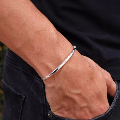 Men's Square 2D Silver Bracelet