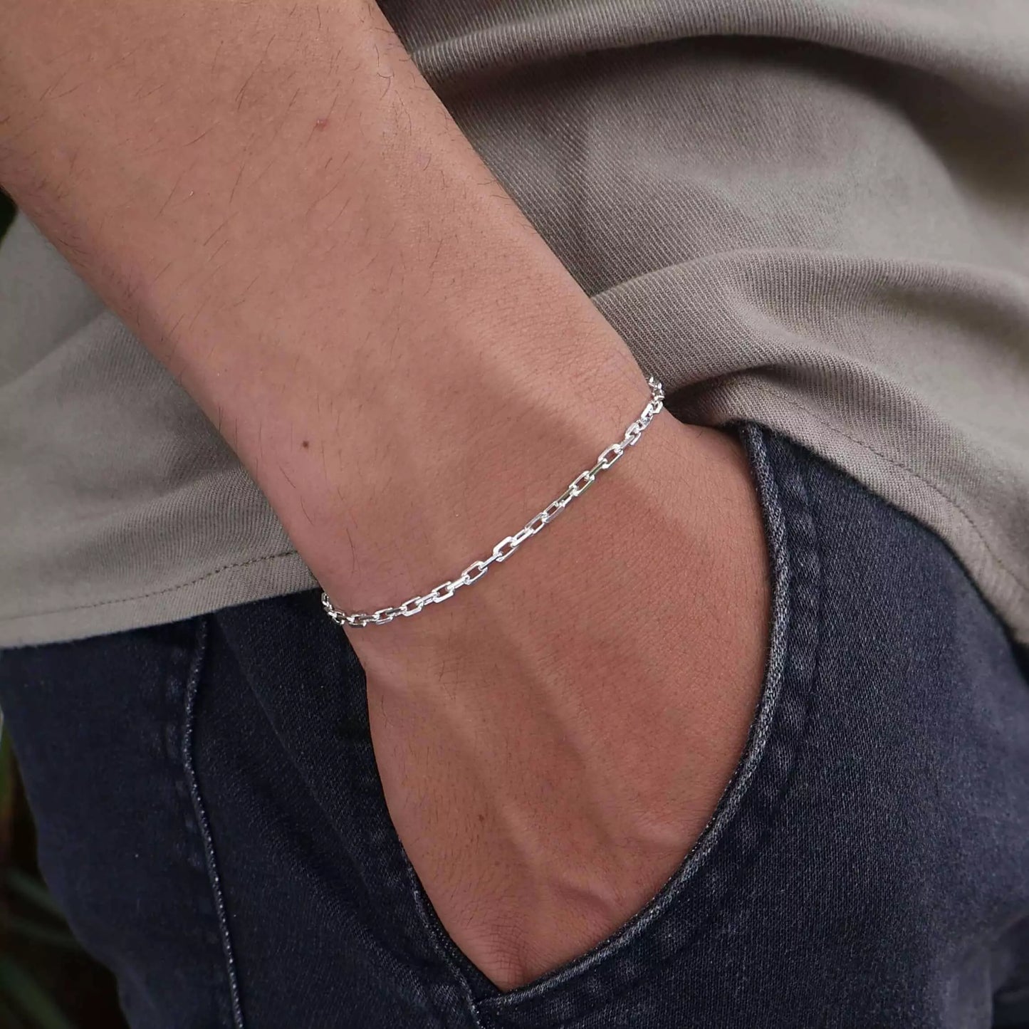 Men's Short Link Bracelet in 925 Silver
