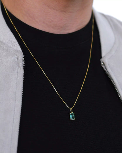 Slim Turquoise Crystal Necklace in 925 Sterling Silver – 18k Gold Plated