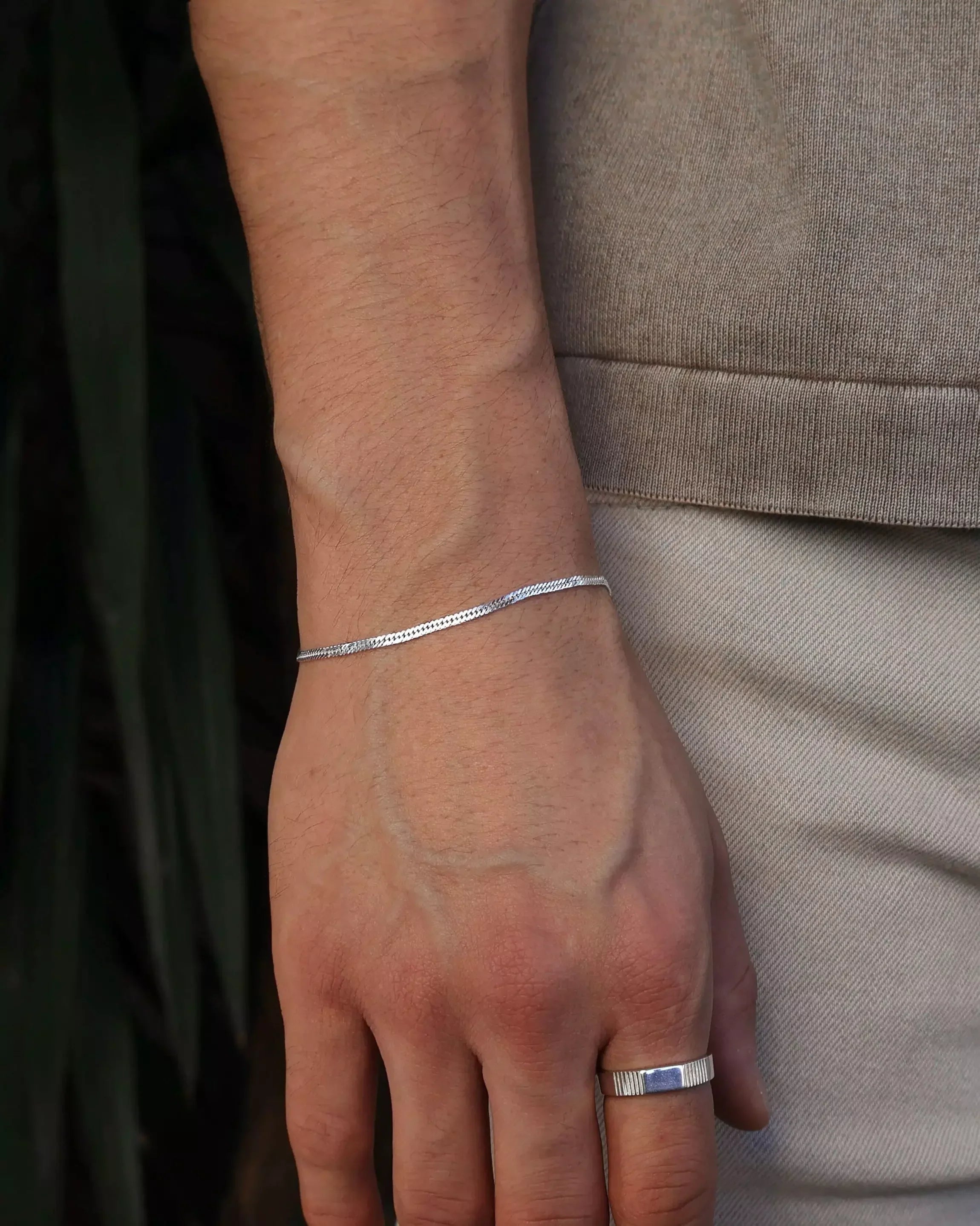 Men's Double Link Grumet Bracelet in Silver