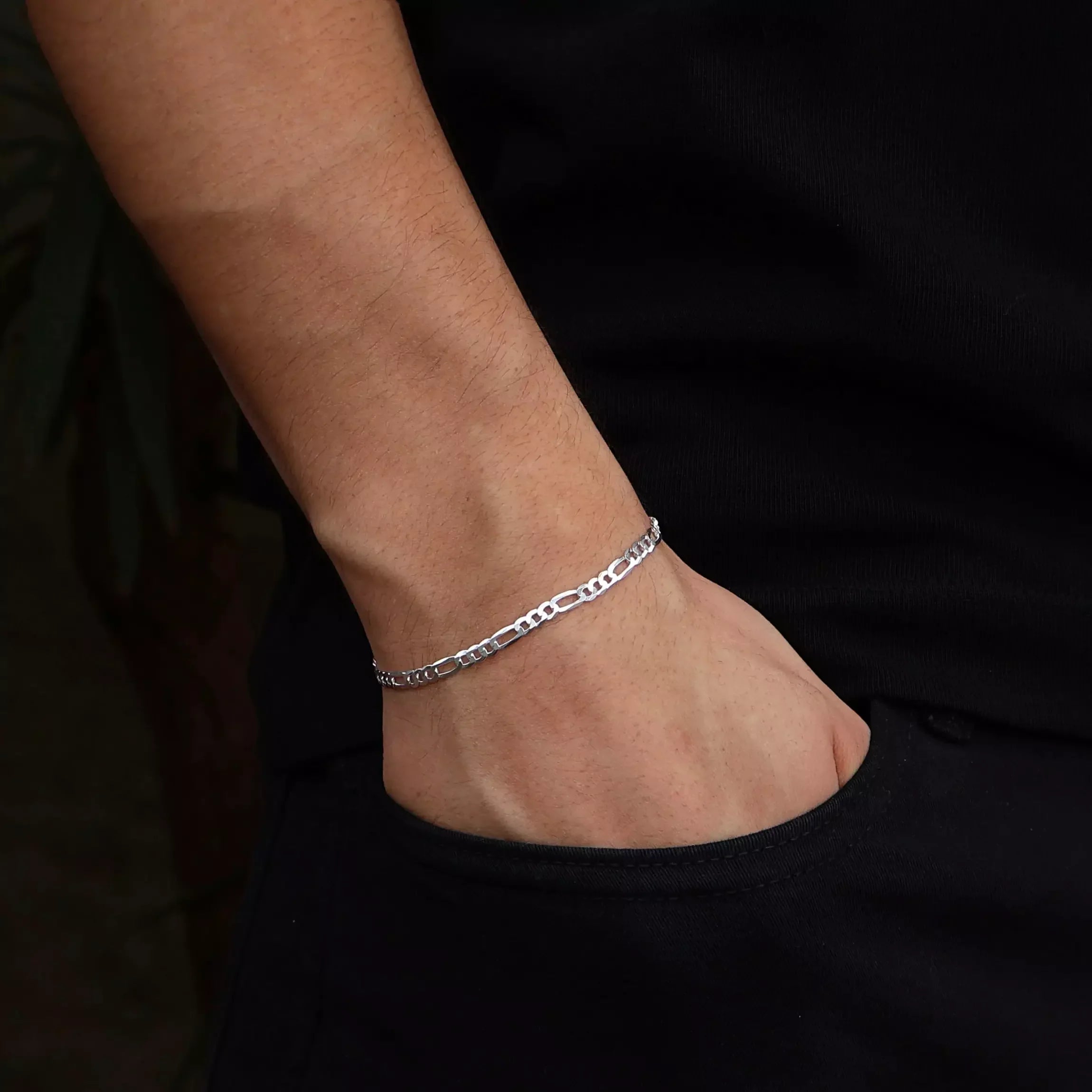 Men's 4 mm Figaro bracelet in 925 silver