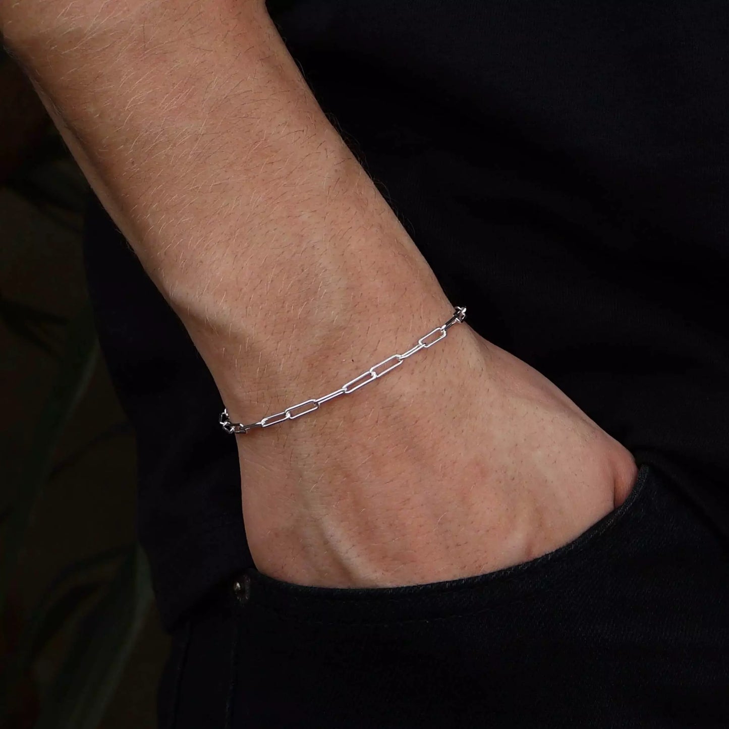 Men's Long Link Bracelet in 925 Silver