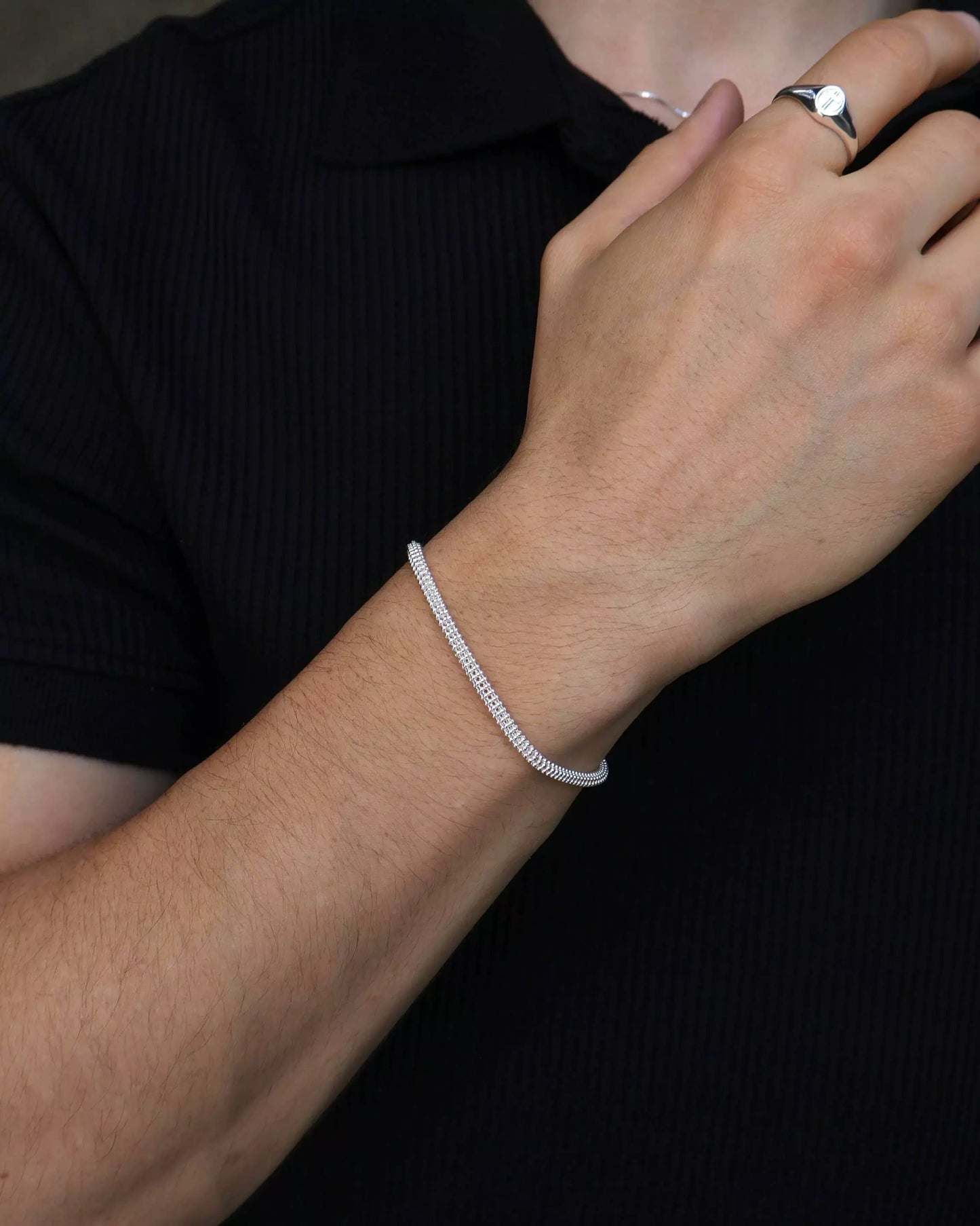 Fizzy Round Men's Bracelet in 925 Silver