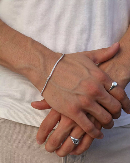 Men's Baiano Cord Bracelet in 925 Silver