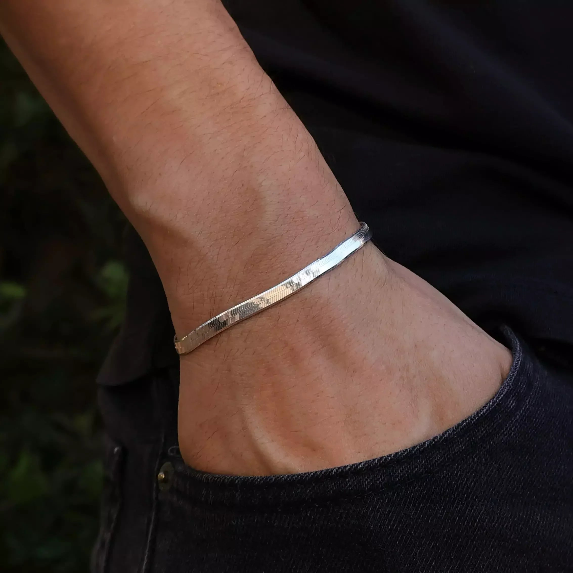 Men's XL Laminated Bracelet in 925 Silver