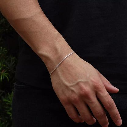 Men's Thin Venetian Bracelet in 925 Silver