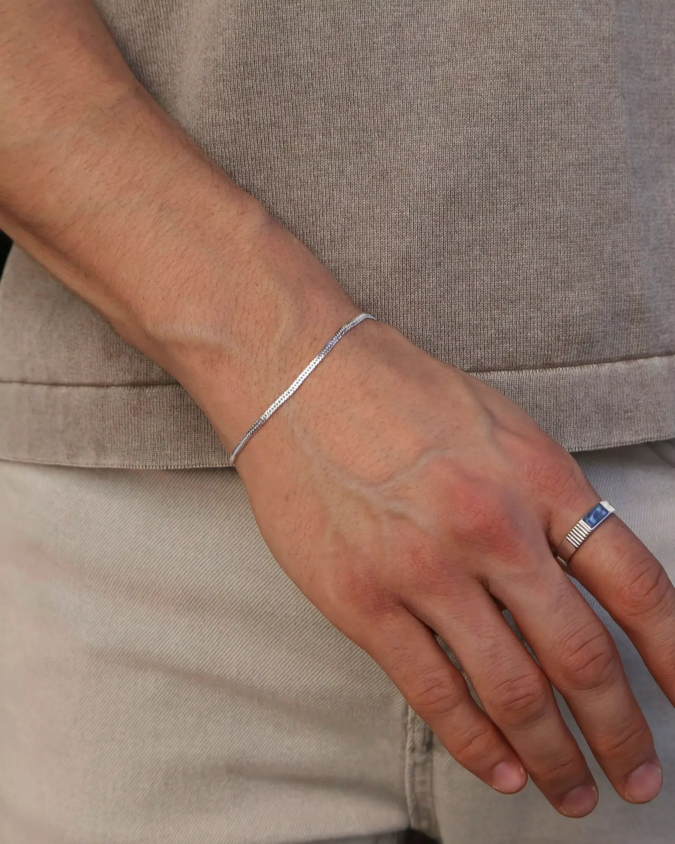 Men's Double Link Grumet Bracelet in Silver