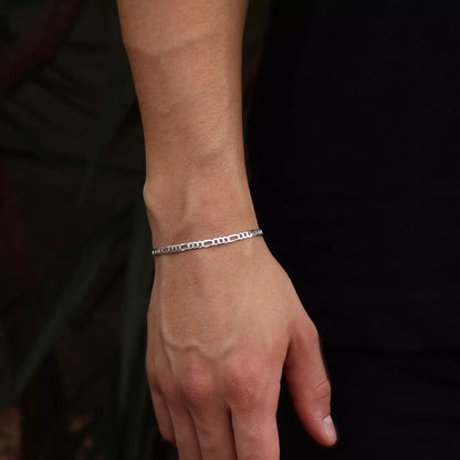 Men's 4 mm Figaro bracelet in 925 silver