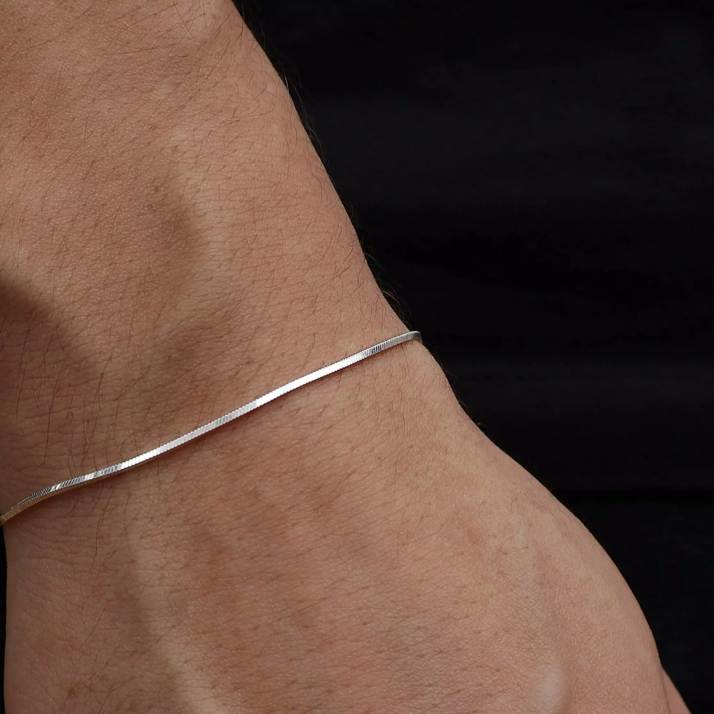 Men's Thin Laminated Bracelet in 925 Silver