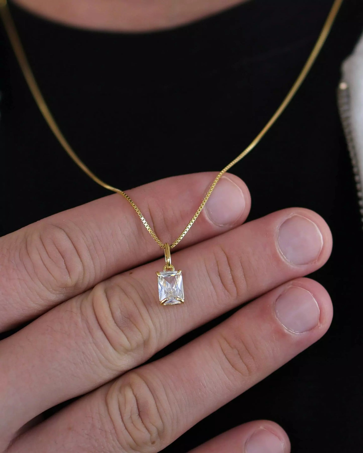 Slim Crystal Necklace in 925 Sterling Silver – 18k Gold Plated