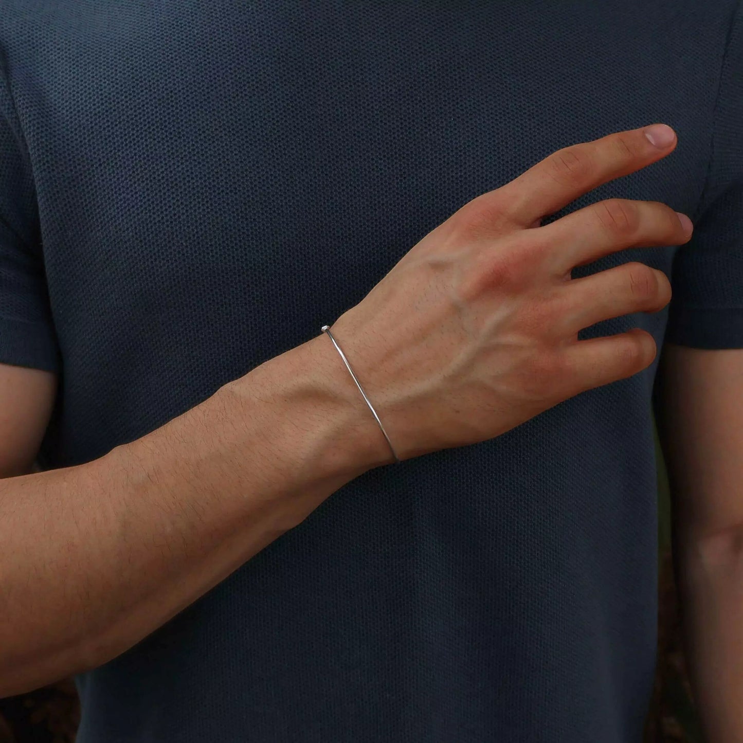 Men's Thin Silver Bracelet