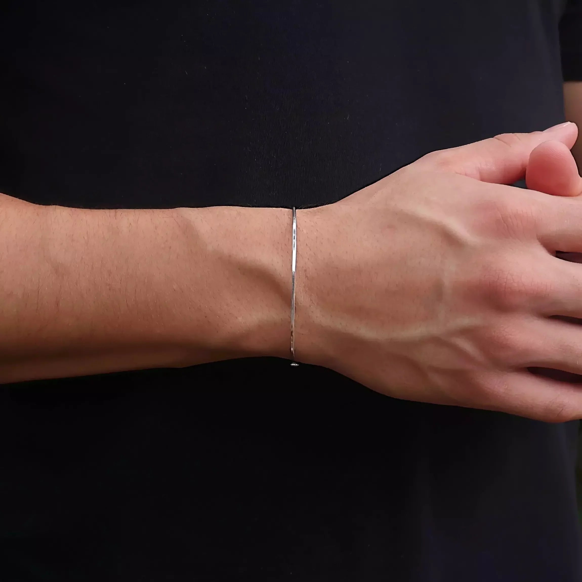 Men's Thin Square Silver Bracelet