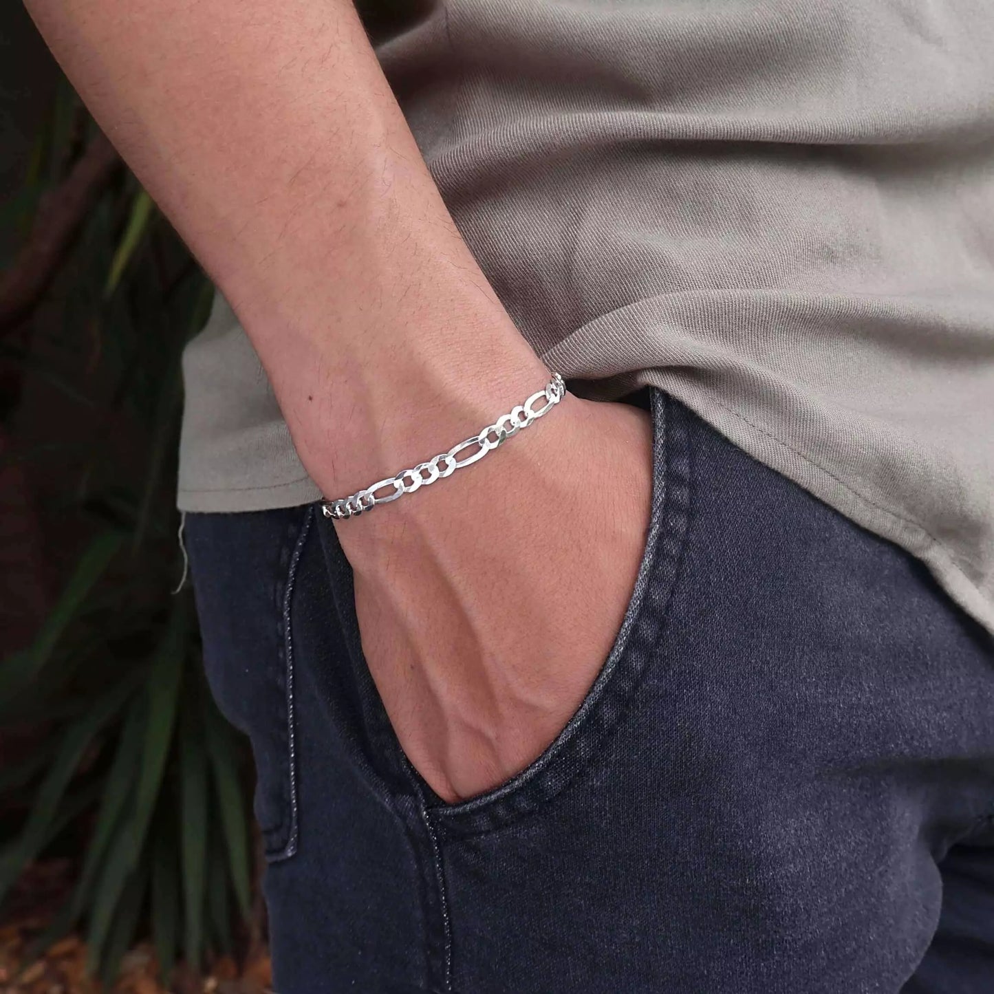 Men's 5 mm Figaro Bracelet in 925 Silver