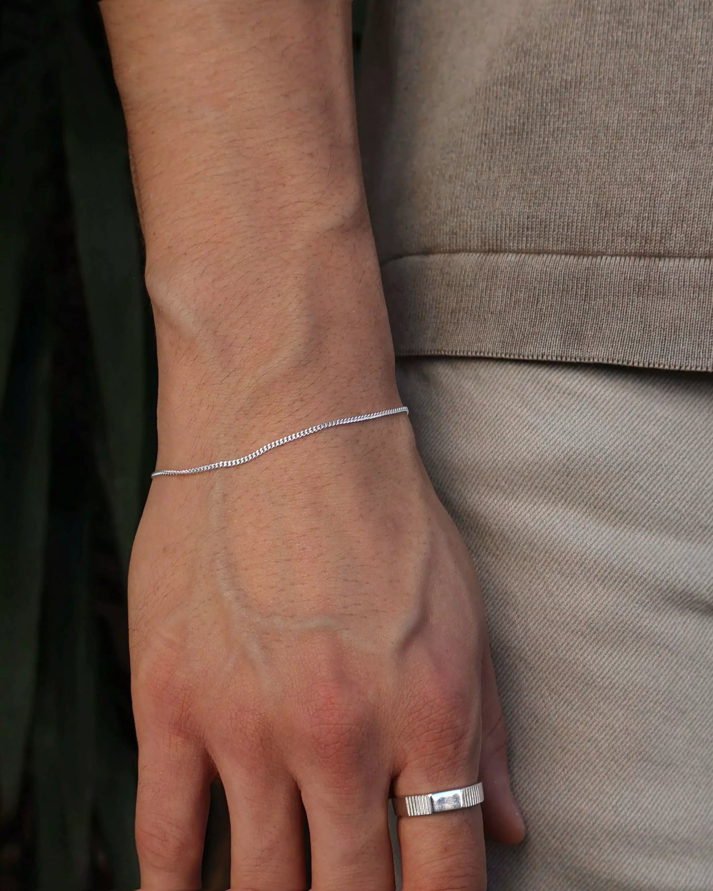 Men's Thin Grumet Bracelet in 925 Silver